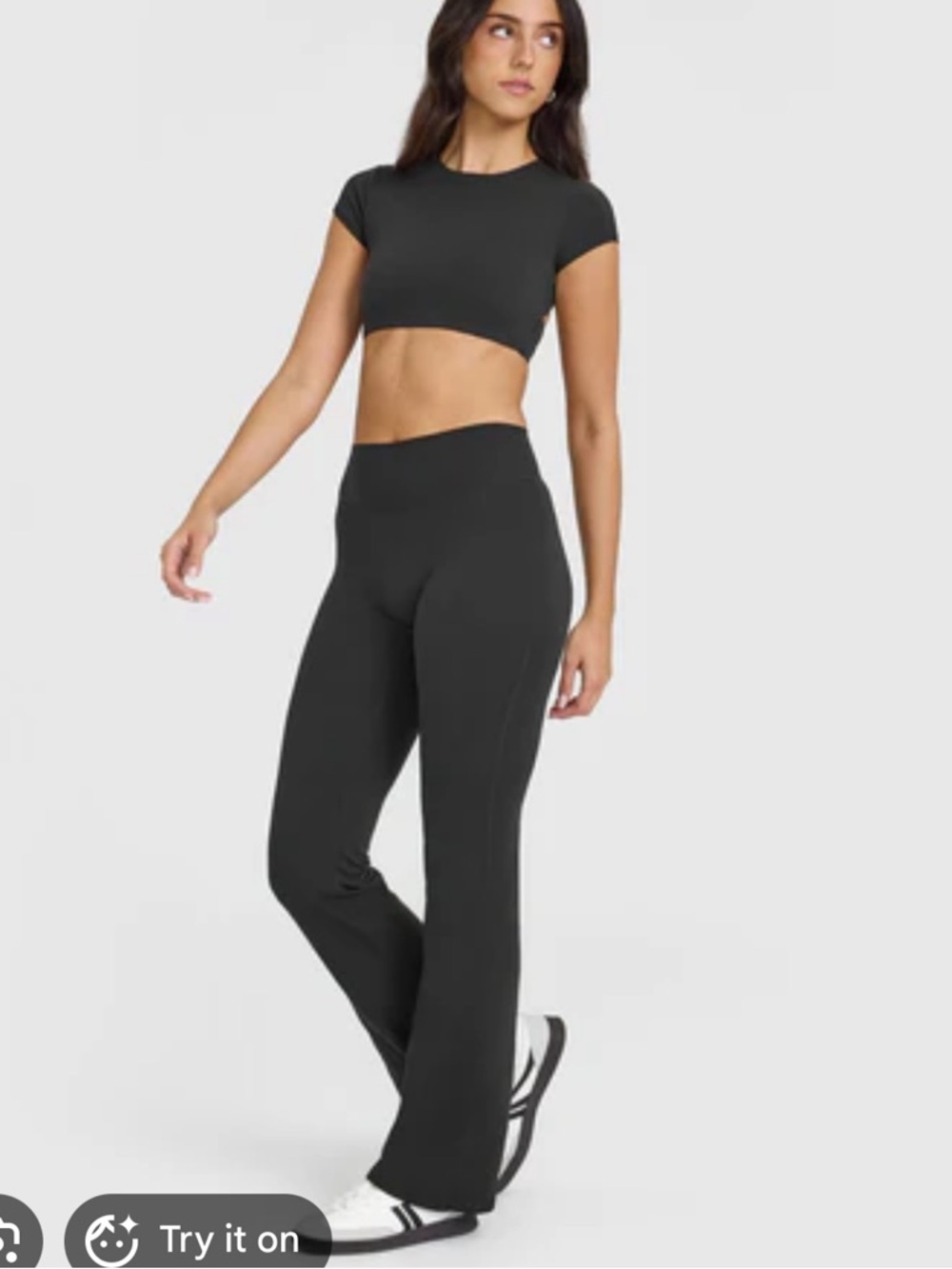 Oner Active High-Waist Flare Leg Active Pants in soft black